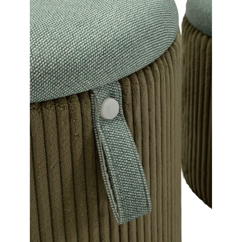 Pufa 2 szt. ze schowkiem 38x38x38 i 28x32x32 cm MONTANA zielona