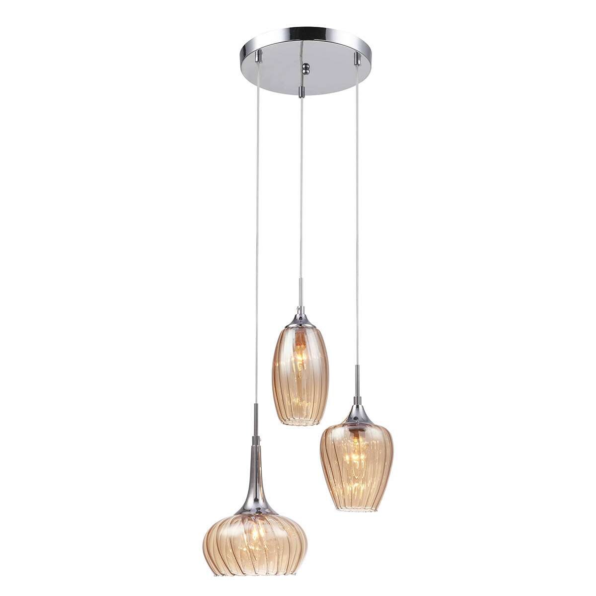 LAMPA wisząca MARANO MDM2289/3B Italux szklana OPRAWA kaskada ZWIS glamour chrom herbaciana
