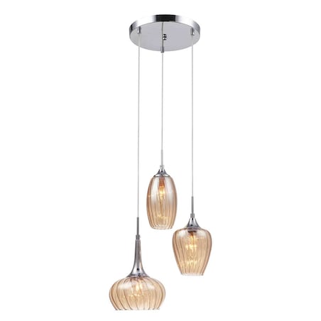 LAMPA wisząca MARANO MDM2289/3B Italux szklana OPRAWA kaskada ZWIS glamour chrom herbaciana