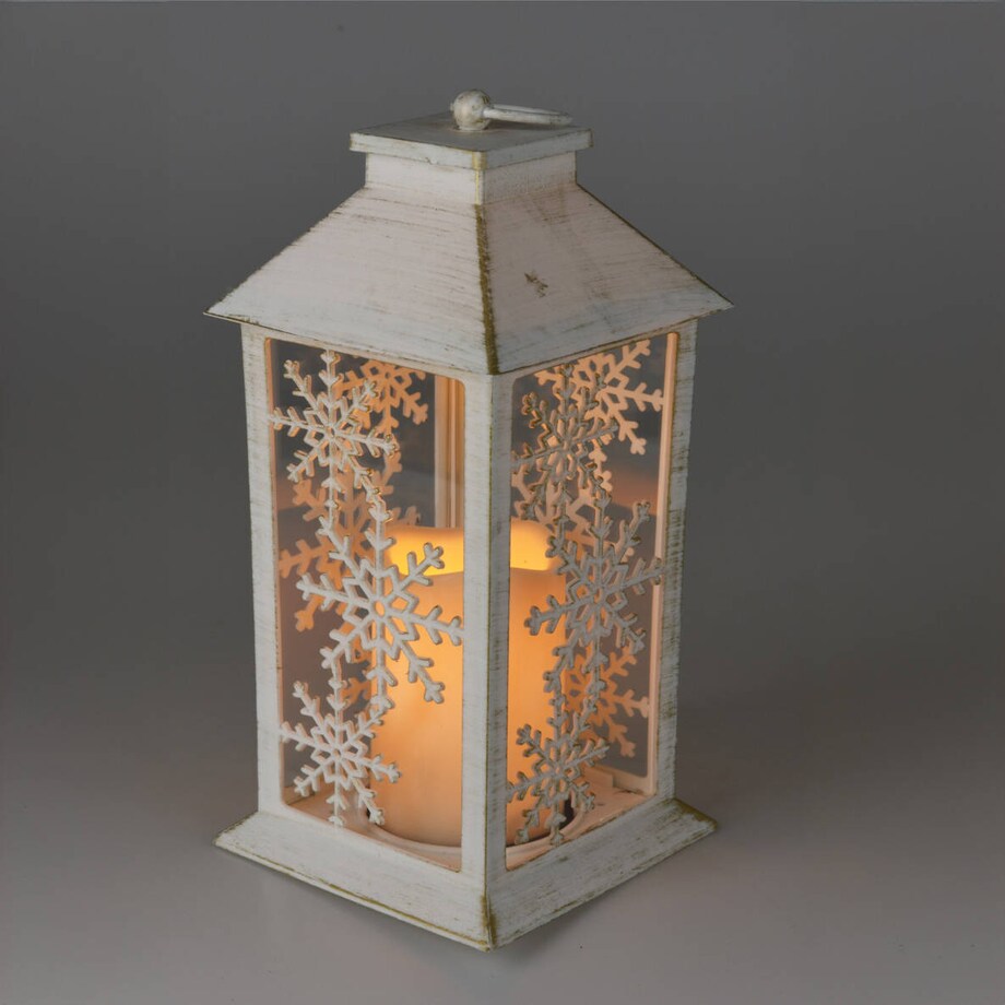 Zimowy lampion ze świecą LED, 28 cm