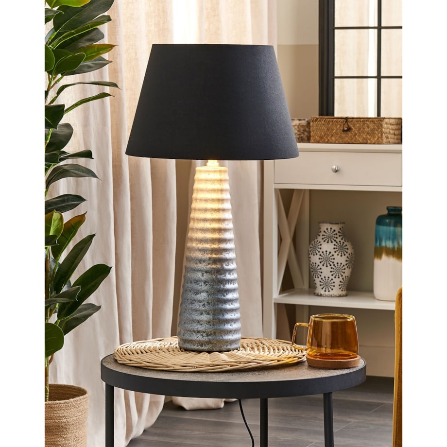 Lampa stołowa ceramiczna srebrna VILNIA