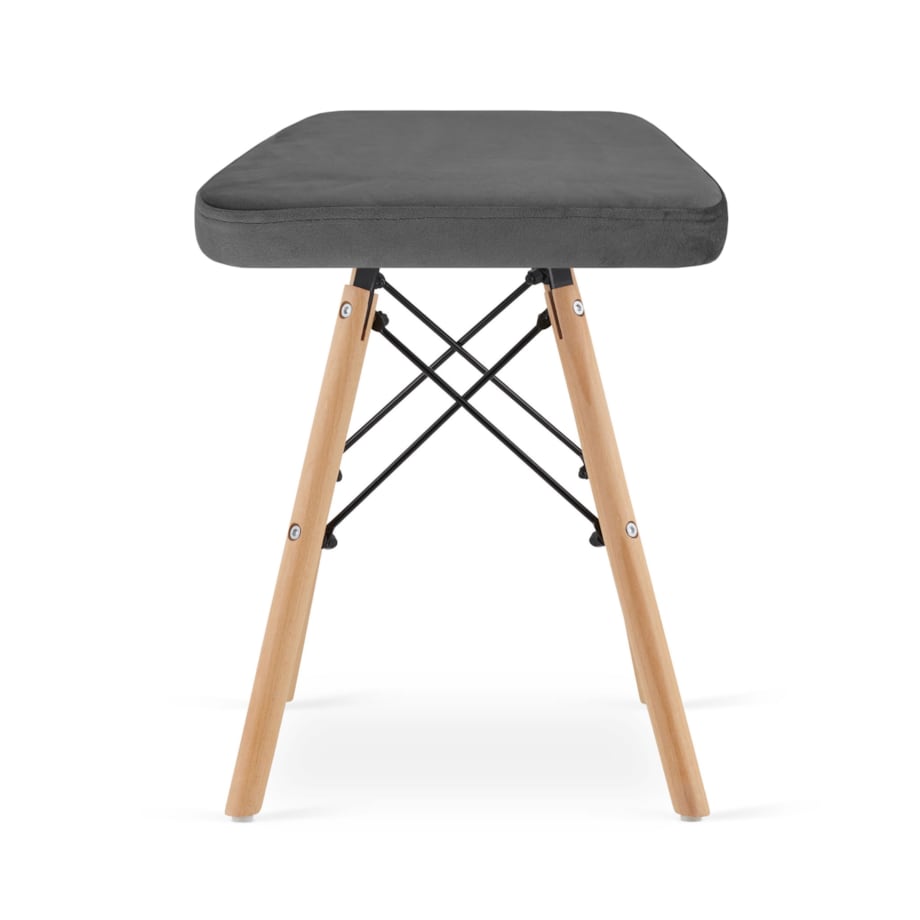 Taboret Werk - Szary Aksamit / Nogi Naturalne X 2