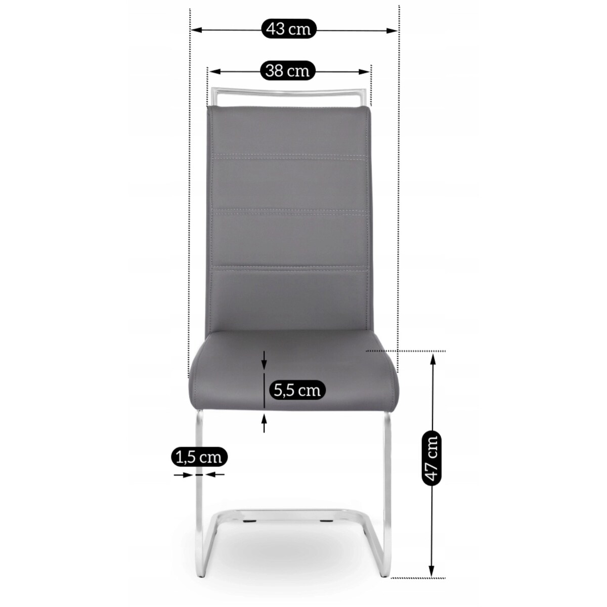 Krzesło Tapicerowane Jadalni Kuchni Salonu Na Płozach Szare Ekoskóra LOCA