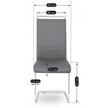 Krzesło Tapicerowane Jadalni Kuchni Salonu Na Płozach Szare Ekoskóra LOCA