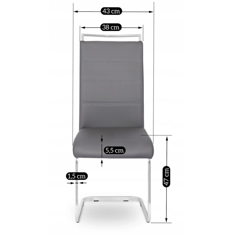 Krzesło Tapicerowane Jadalni Kuchni Salonu Na Płozach Szare Ekoskóra LOCA