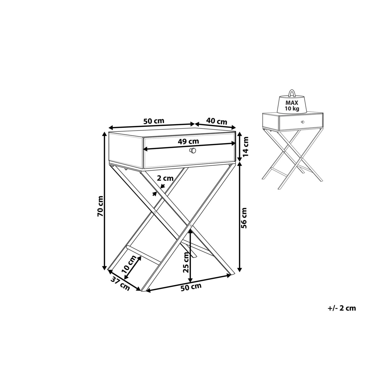 Stolik pomocniczy lustrzany VIVY