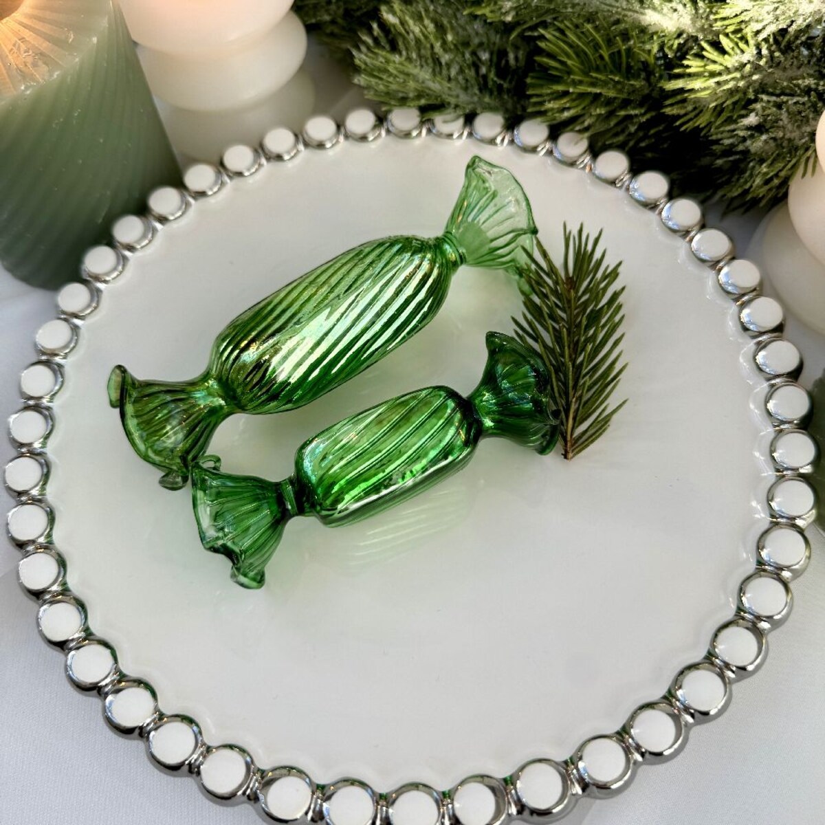 VILLA ITALIA Bombka szklana CUKIEREK green 9 cm