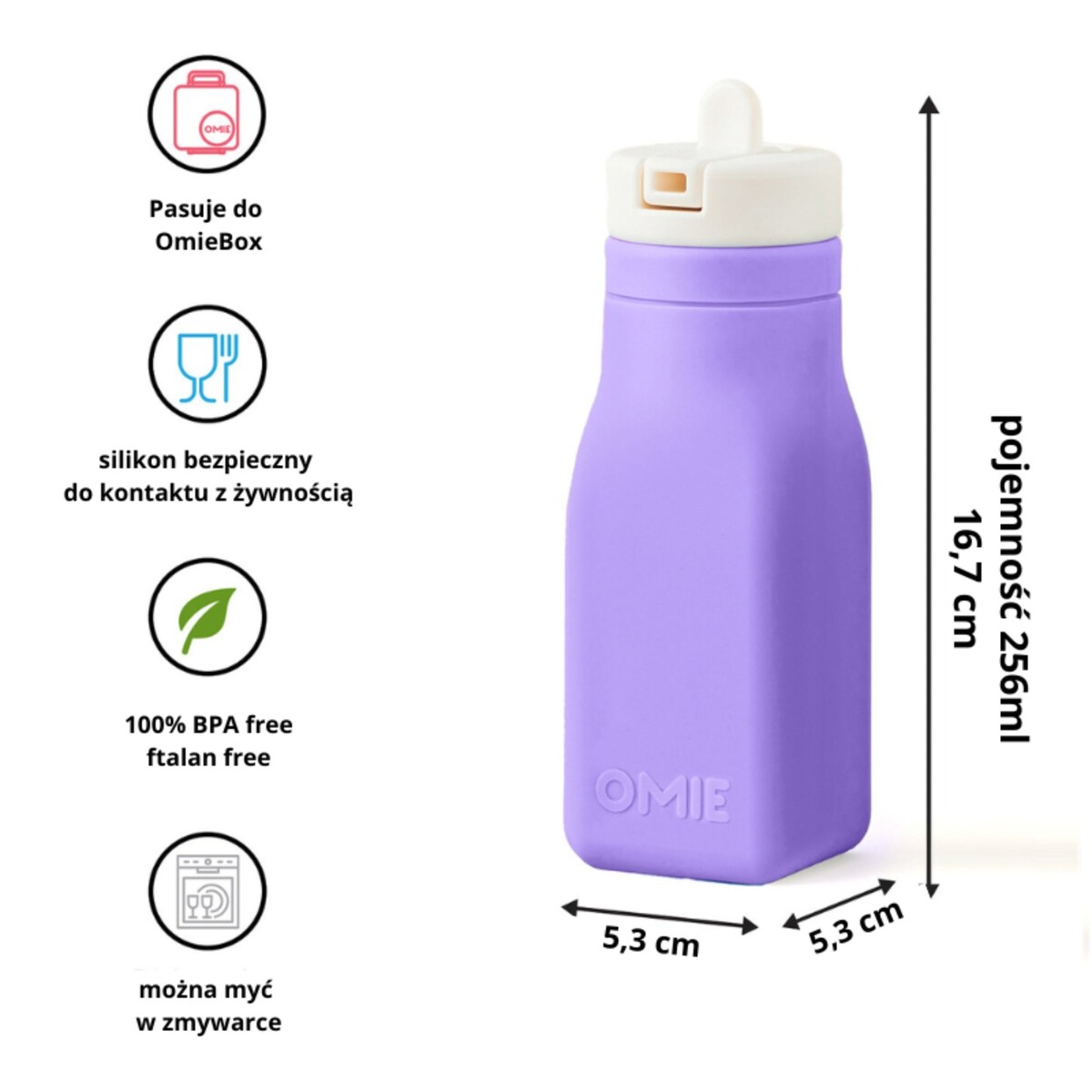 OMIE OMIEBOTTLE silikonowy bidon dla dzieci, Lilac