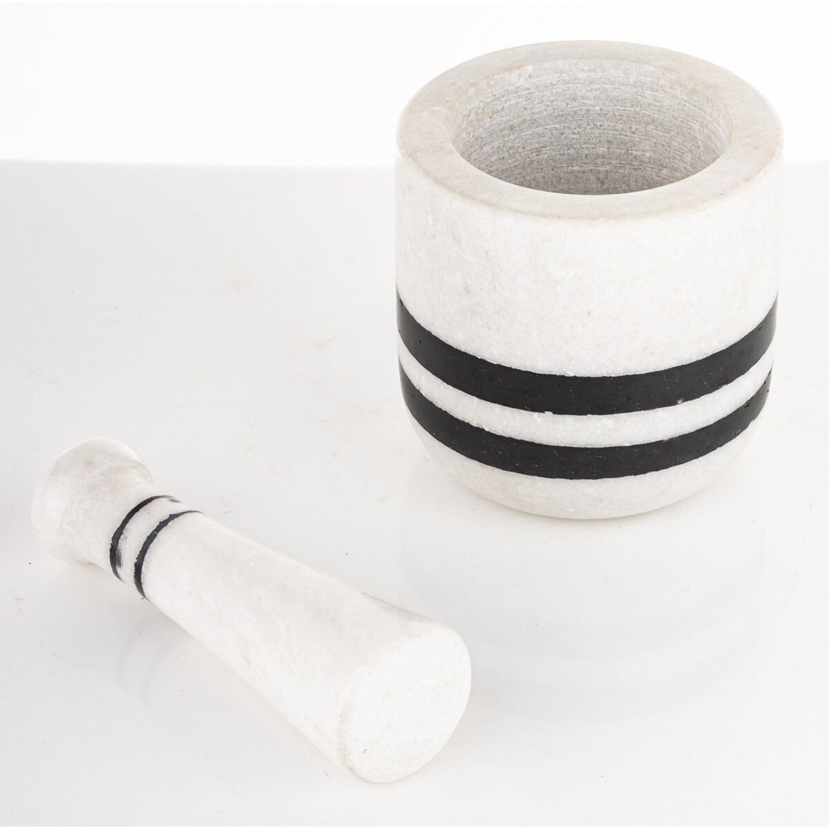Moździerz kuchenny marmurowy w 2 czarne paski Ø 10 cm
