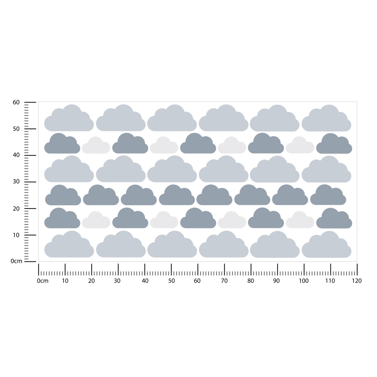 Naklejki Ścienne Dla Dzieci Szare Chmurki Chmury Do Pokoju Dziecka Zestaw 120x60cm