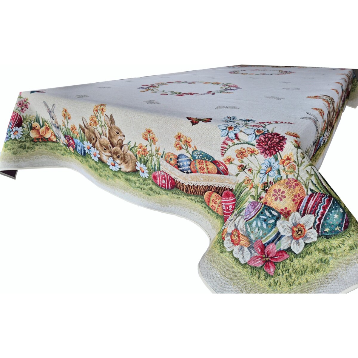 Obrus Wielkanocny Na Stół Ozdobny Dekoracyny 140X220 Cm Z Zajączkami