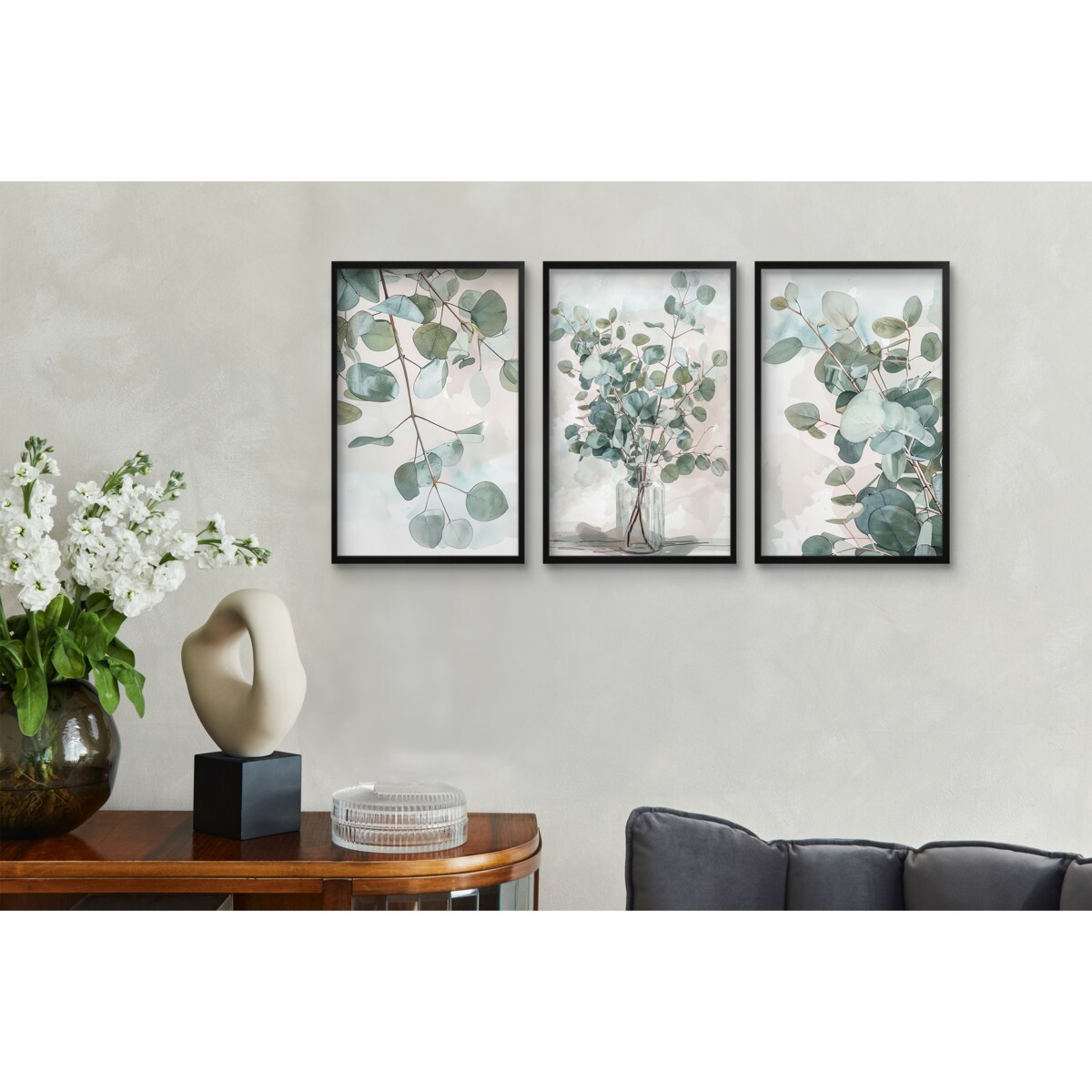 Zestaw Obrazów Plakatów ściennych Pastelowa Ozdoba na ścianę Zielone Liście
