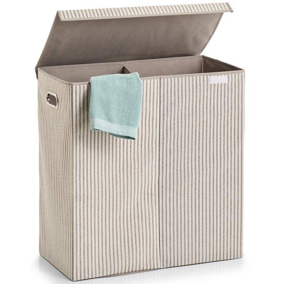 Kosz dwukomorowy na pranie, składany pojemnik na brudną bieliznę - 120 l, 63 x 61,5 x 31 cm, ZELLER