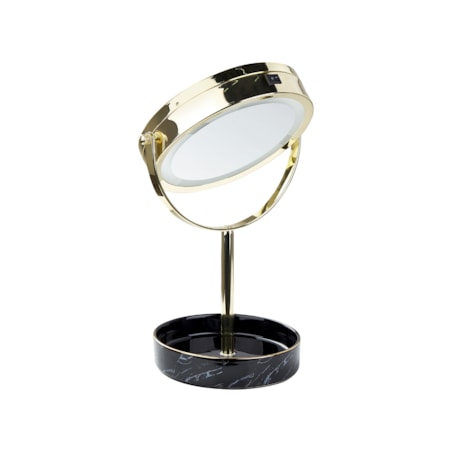 Lusterko kosmetyczne LED ø 26 cm złote z czarnym SAVOIE