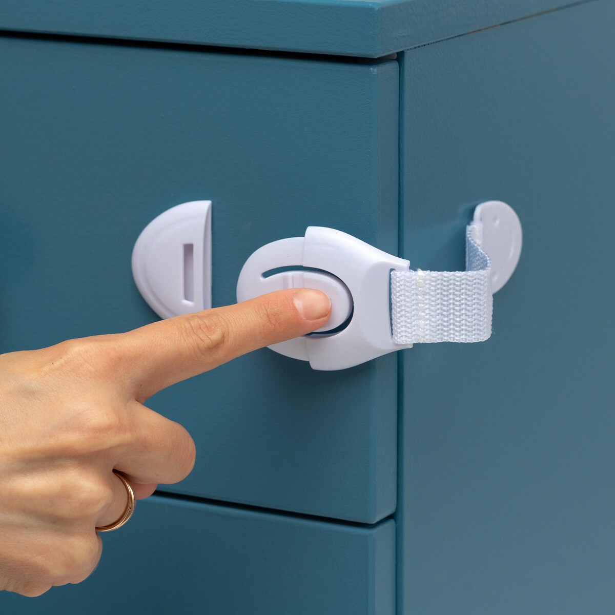 zabezpieczenia szaf i szuflad z paskiem elastycznym na zatrzask, sipo, zestaw 10 sztuk