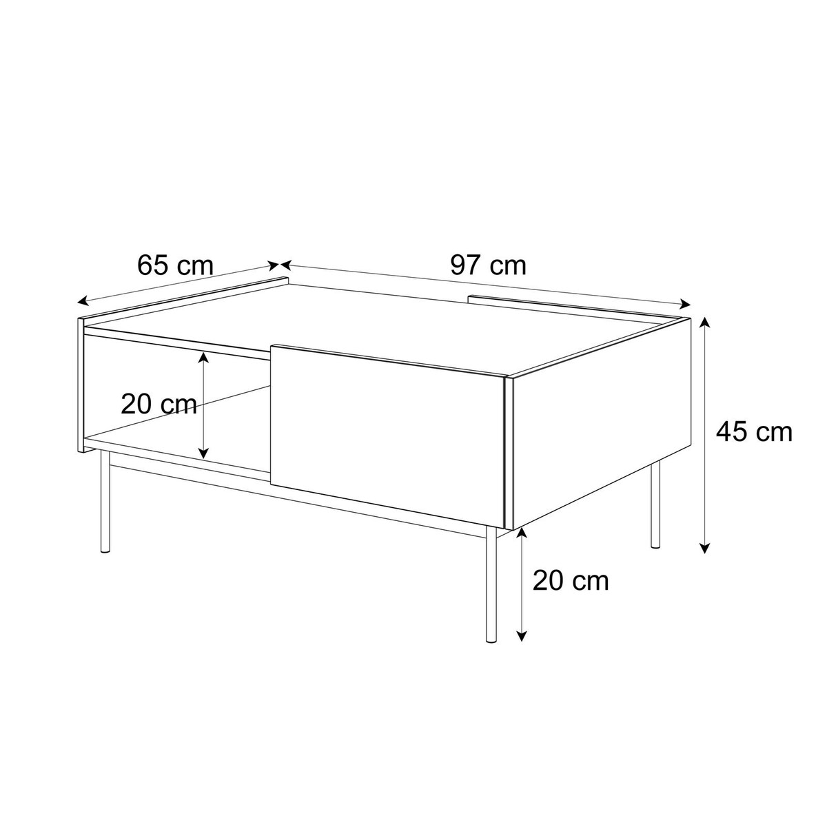 Ława ESSENCE L97 z szufladą kaszmir dąb linea