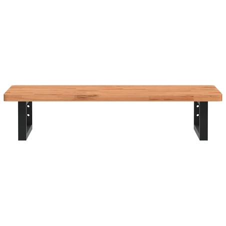 vidaXL Półka ścienna pod umywalkę, stal i lite drewno bukowe