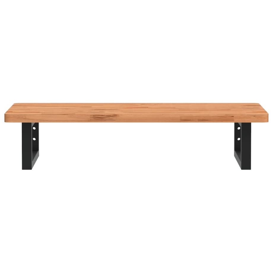 vidaXL Półka ścienna pod umywalkę, stal i lite drewno bukowe