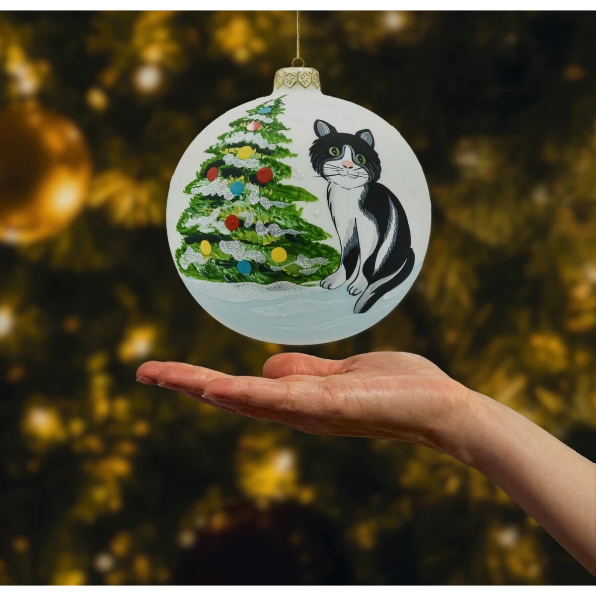 Bombka okrągła: Kotek przy choince