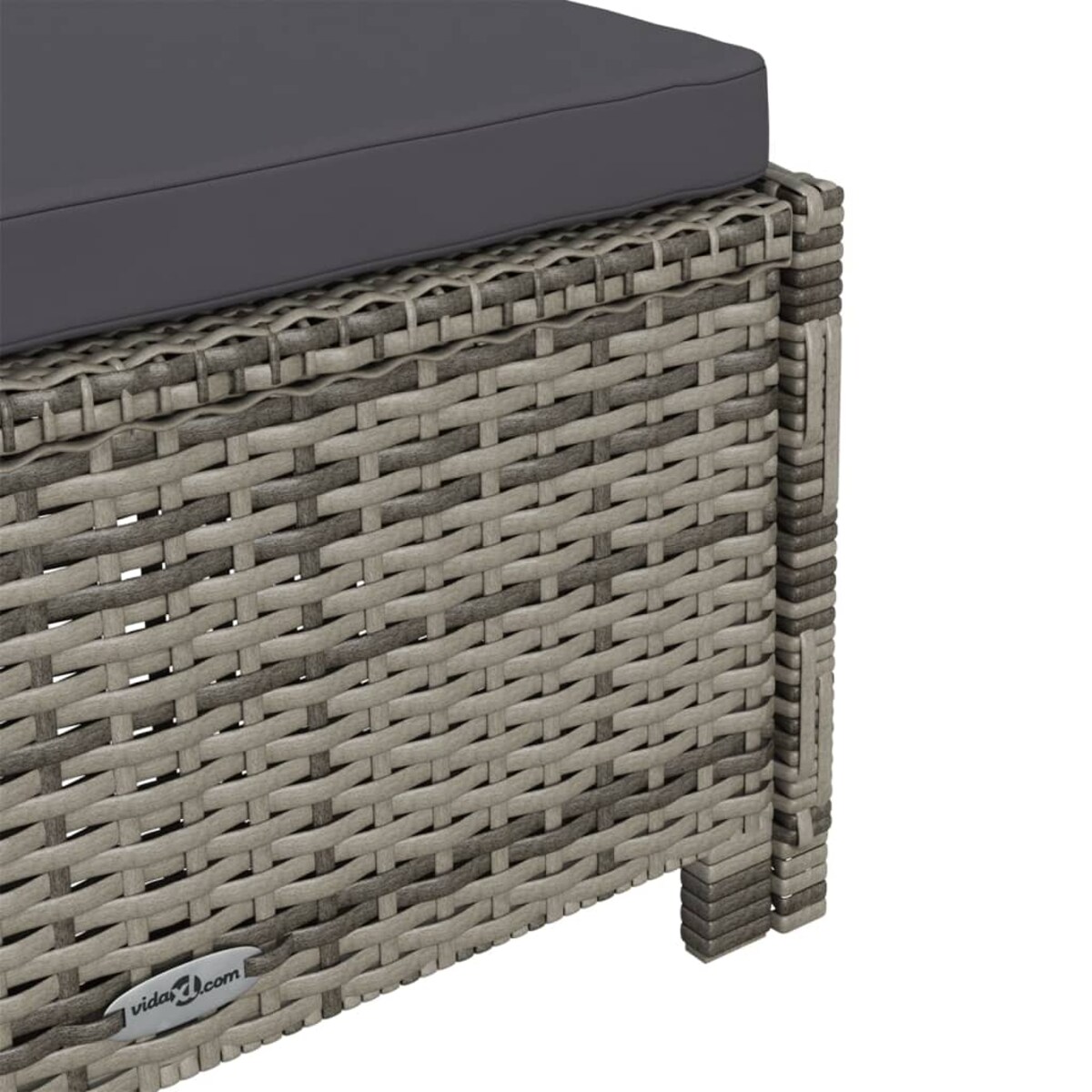 vidaXL Leżak ogrodowy z ciemnoszarą poduszką, polirattan, szary