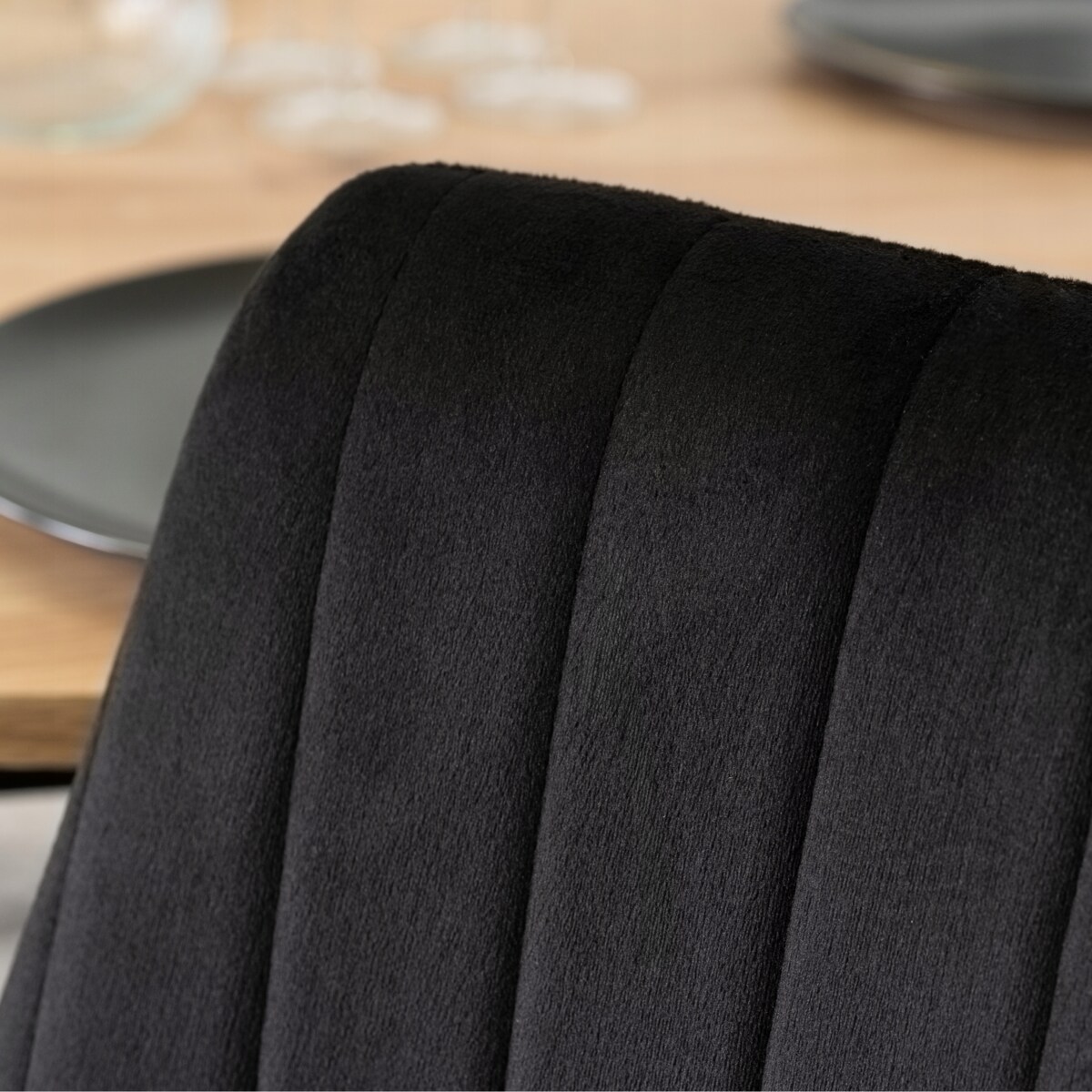 Krzesło Tapicerowane Welurowe Czarne Do Jadalni Salonu Kuchenne Loft BARI