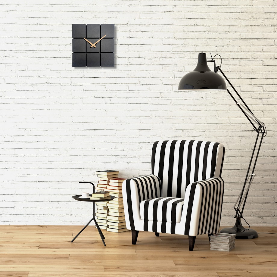 Zegar ścienny drewniany Harmony 30cm czarny