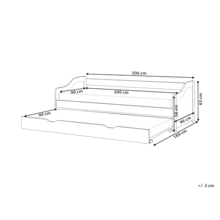 Łóżko wysuwane drewniane 90 x 200 cm białe LUNERAY
