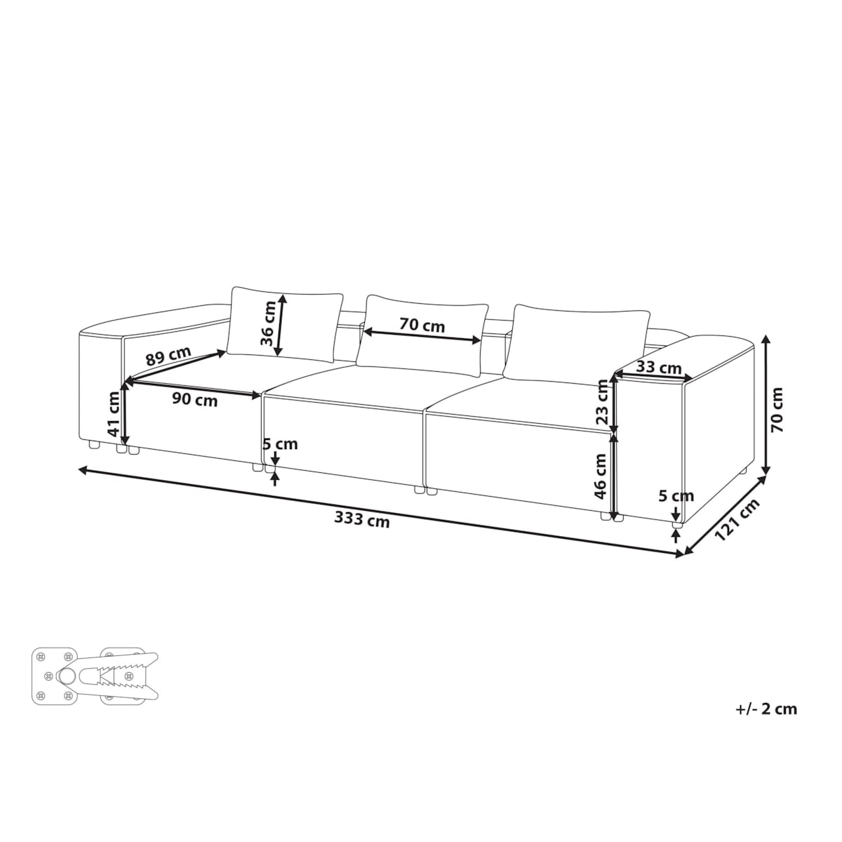 Sofa modułowa dla 3 osób BRANDE Jasnozielony