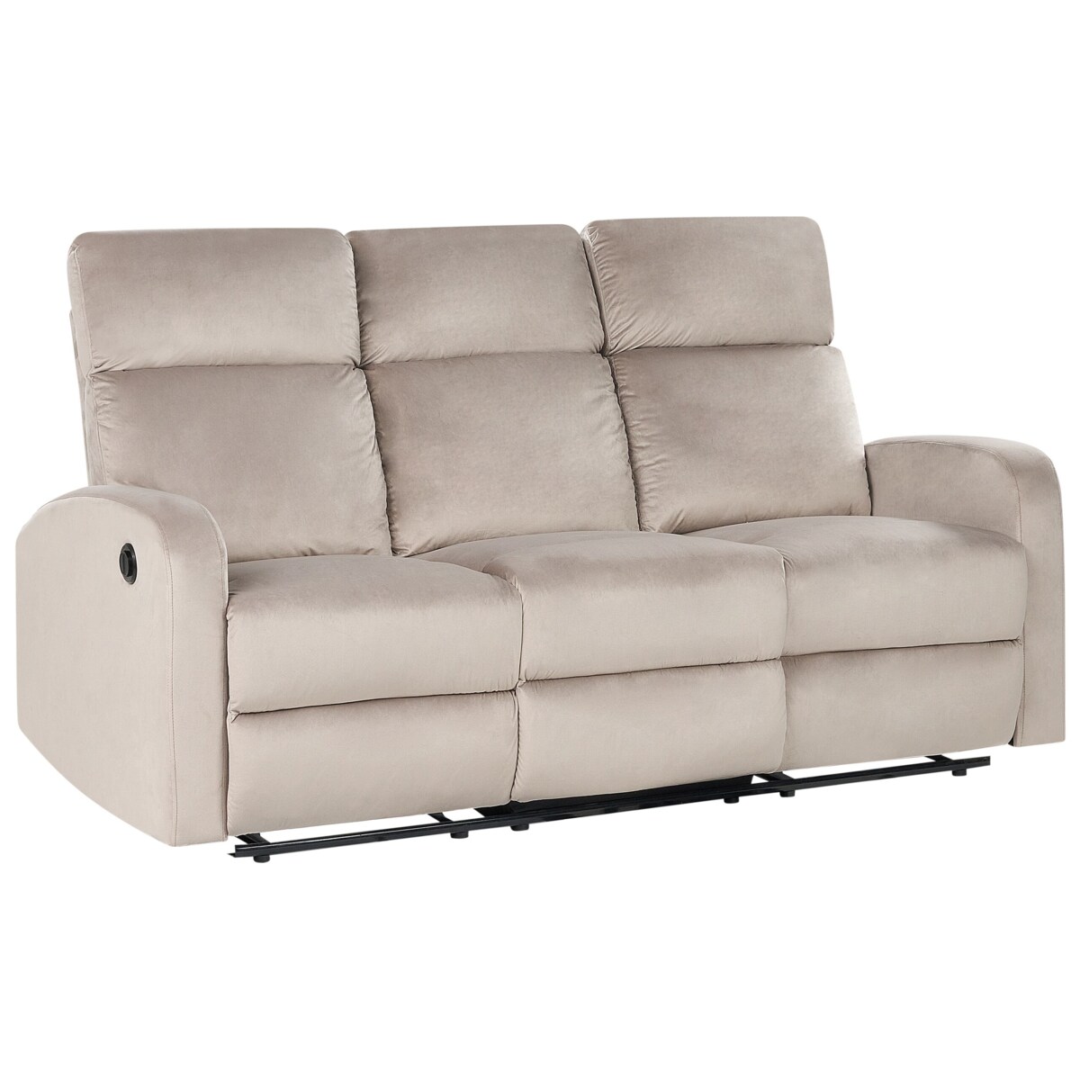 Sofa z elektryczną funkcją relaksu VERDAL Welur Beżowoszary dla 3 osób