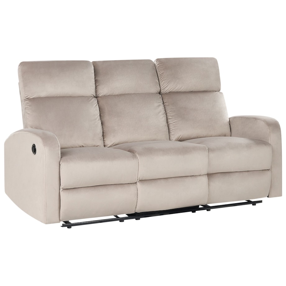 Sofa z elektryczną funkcją relaksu VERDAL Welur Beżowoszary dla 3 osób