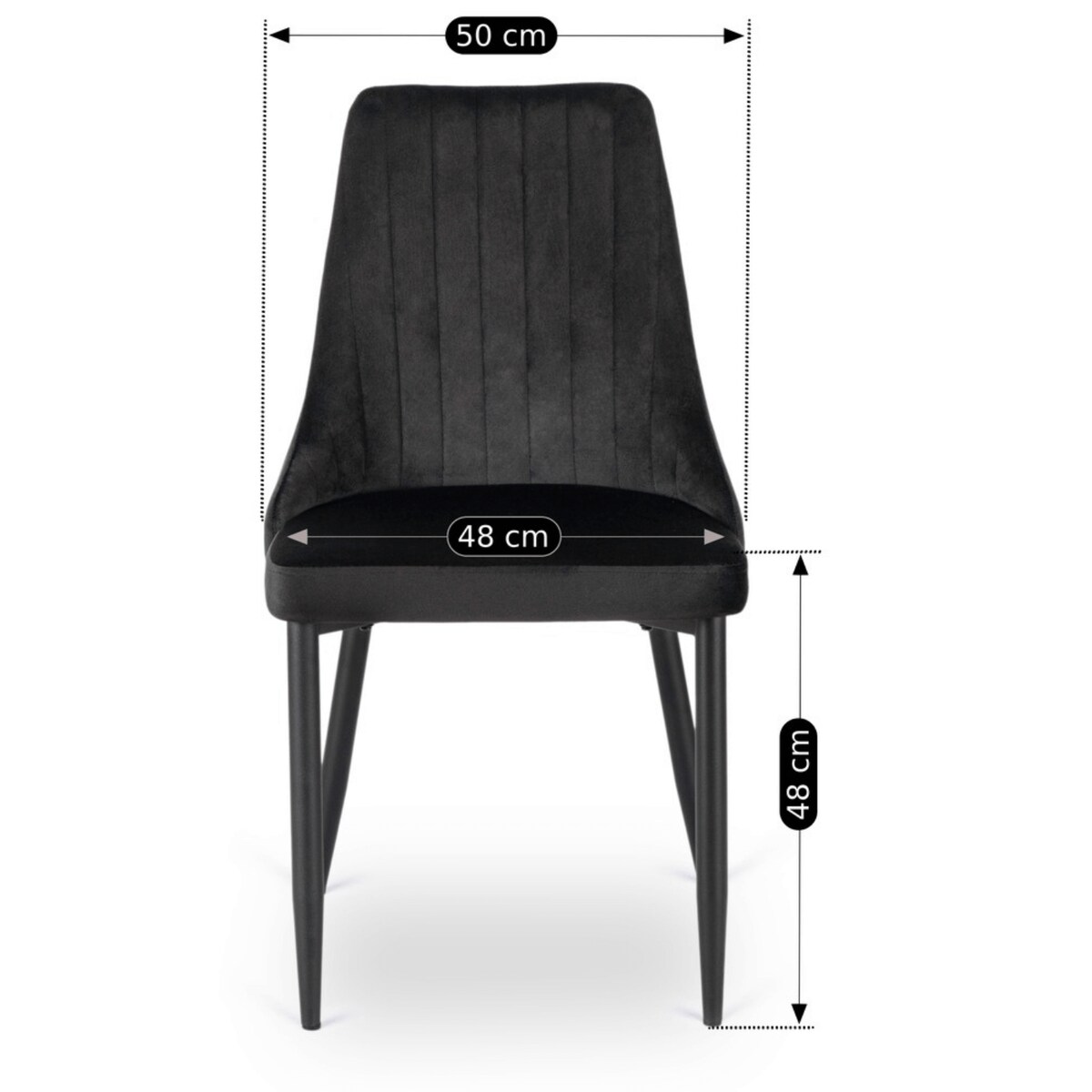 Krzesło Tapicerowane Welurowe Czarne Do Jadalni Salonu Kuchenne Loft BARI