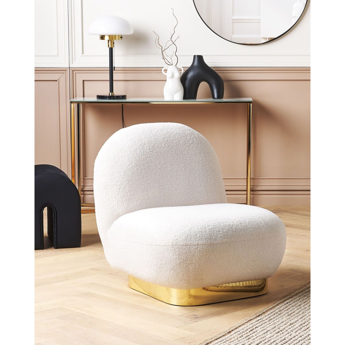 Fotel boucle biały LOVIISA