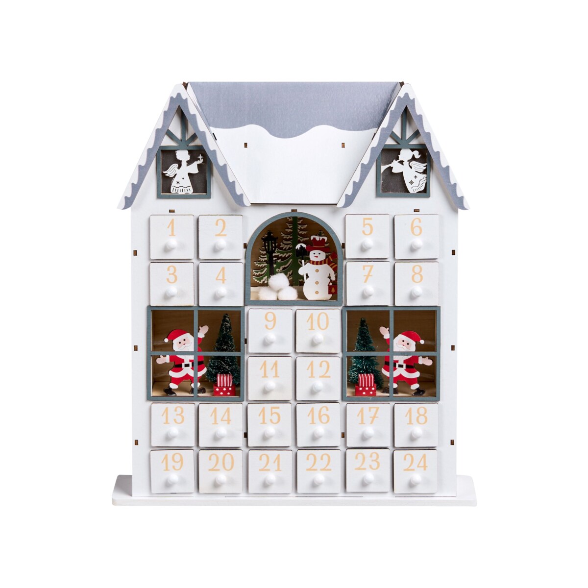 Dekoracja świąteczna LED FEMUND Kalendarz adwentowy 40 cm Biały