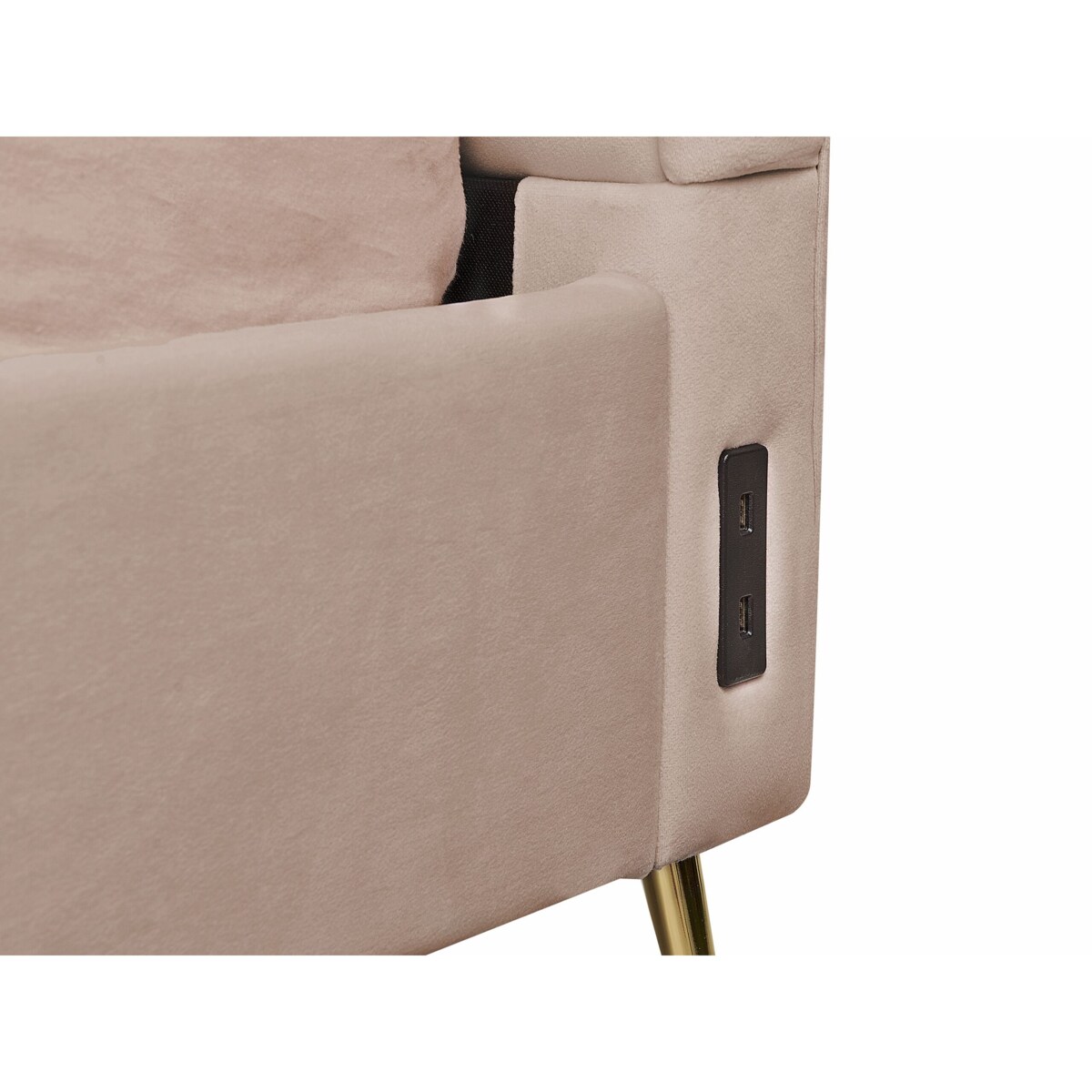 Łóżko welurowe 180 x 200 cm z portem USB beżowoszare MIRIBEL