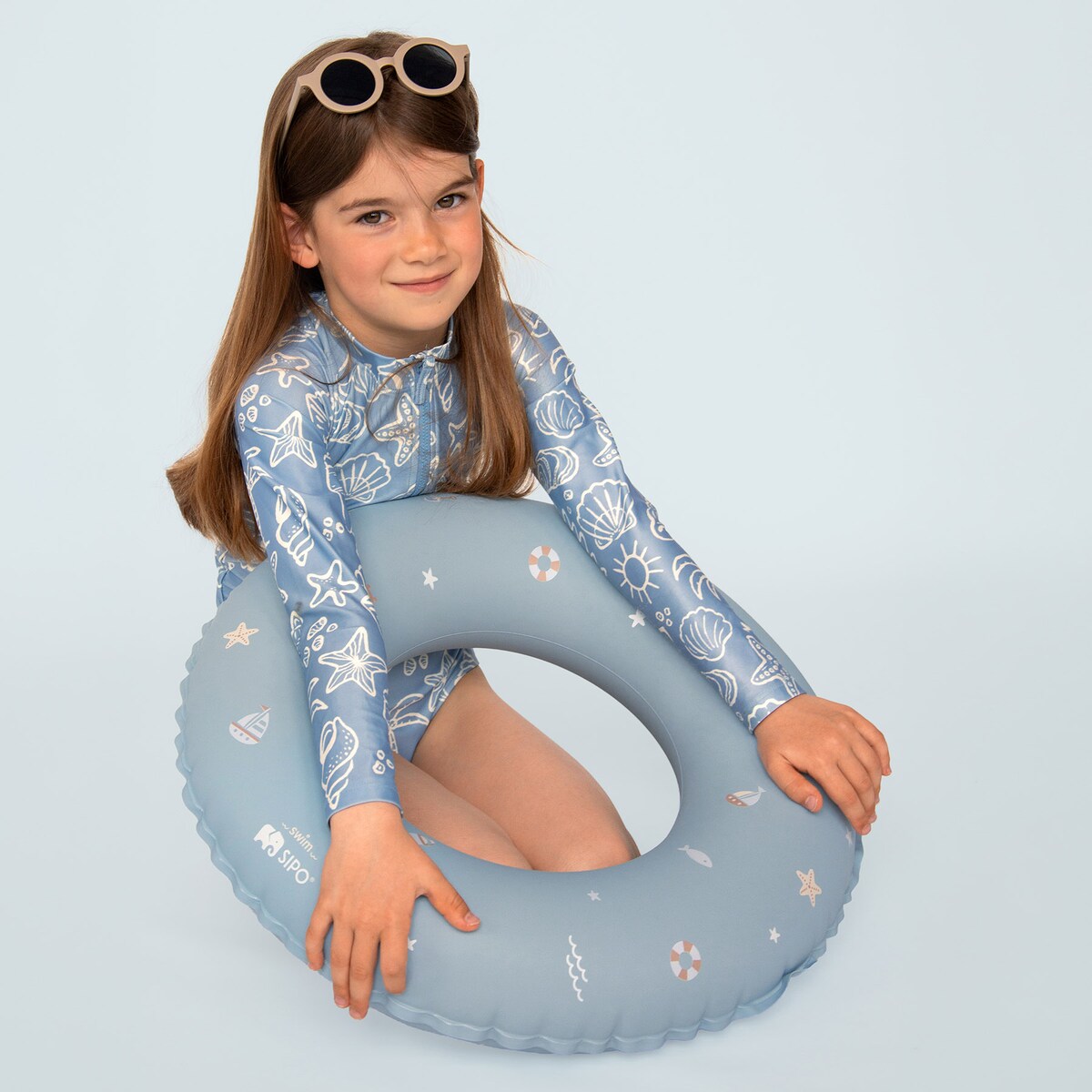 Sipo, Niebieskie Koło Dmuchane Do Pływania Dla Dzieci, 50 Cm, Na Basen I Plażę, 3-6 Lat, 15-30 Kg, Niebieskie