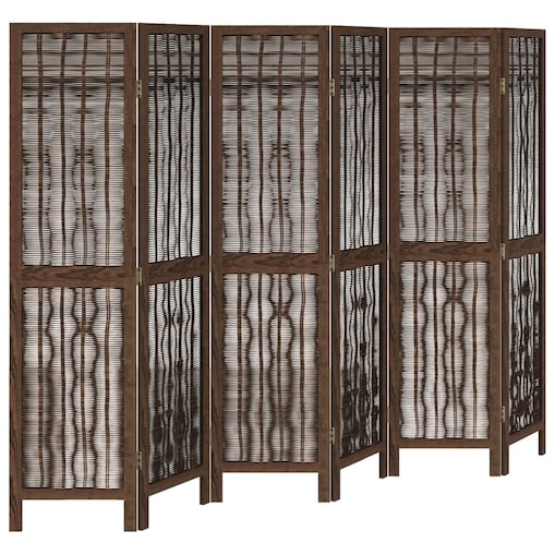 vidaXL Parawan pokojowy, 6-panelowy, ciemny brąz, lite drewno paulowni