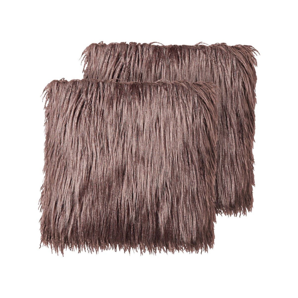 2 poduszki dekoracyjne włochacze 45 x 45 cm brązowe COROKIA