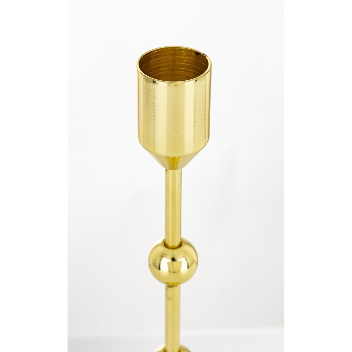 Świecznik metalowy złoty 24x8 x8 cm SOTILLE z 3 kulkami