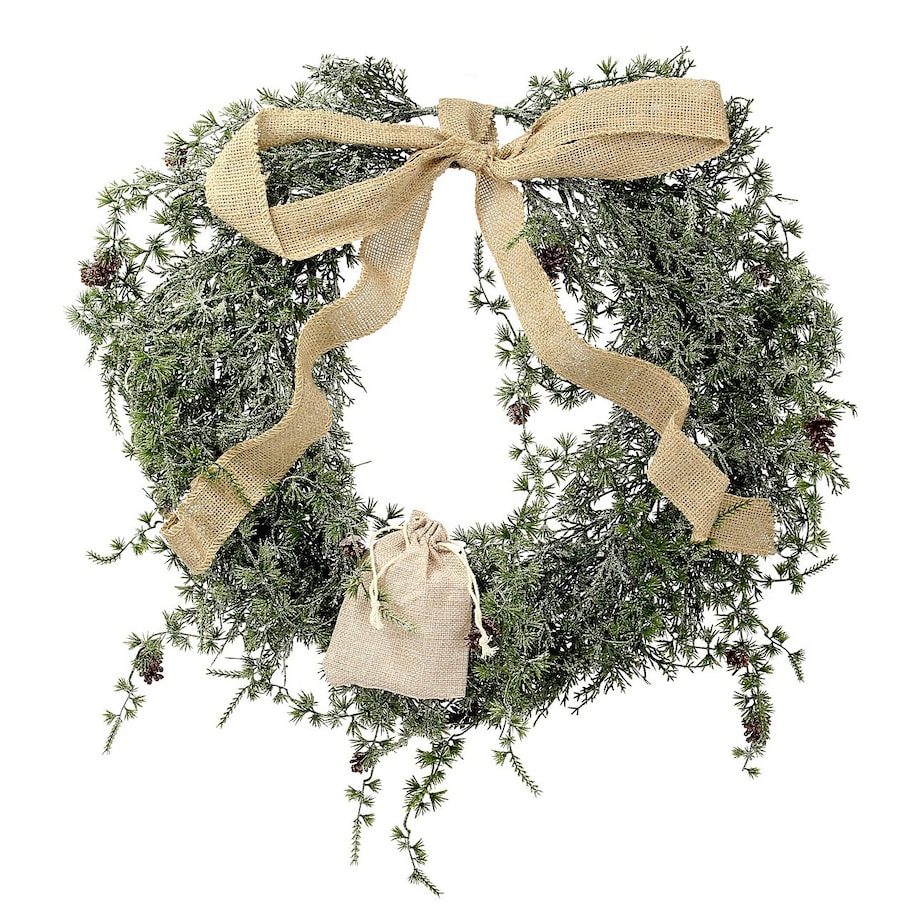 Wianek wiszący LED Forest Charm 50 cm boże narodzenie, święta, świąteczne, zielony-naturalny, 50x50x10 cm