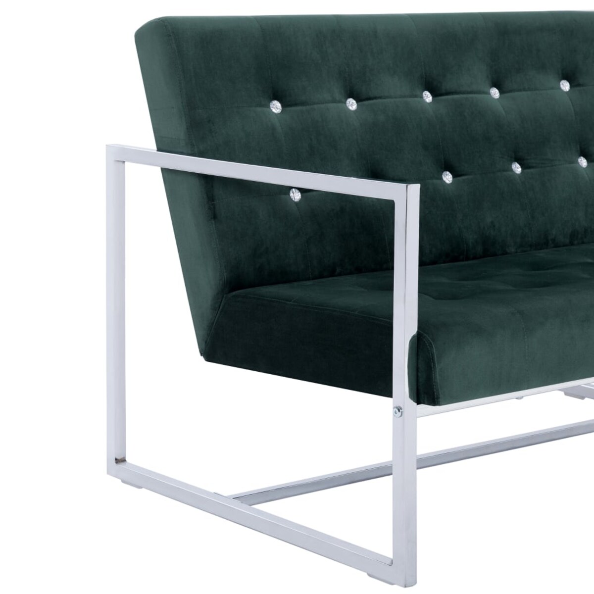 vidaXL 2-osobowa sofa z podłokietnikami, ciemnozielona, chrom, aksamit