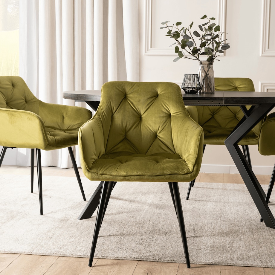 Krzesło Tapicerowane Welurowe Do Salonu Jadalni Kuchni Pistacjowy MODESTO