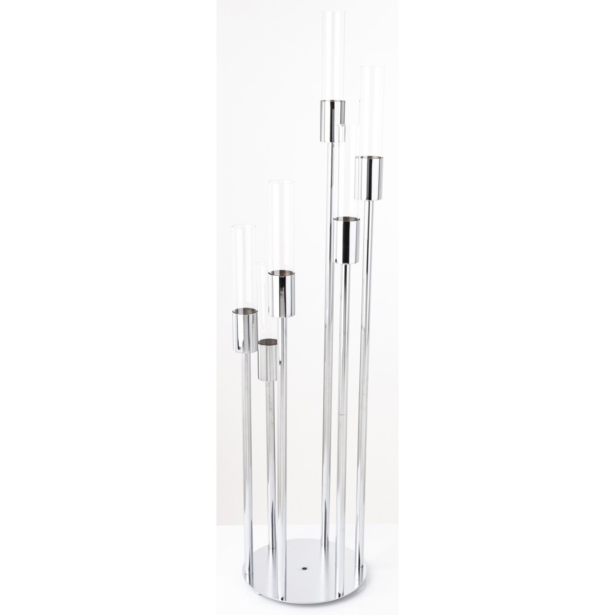 Świecznik metalowy na 6 świec 117x27x27 cm BATANG srebrny