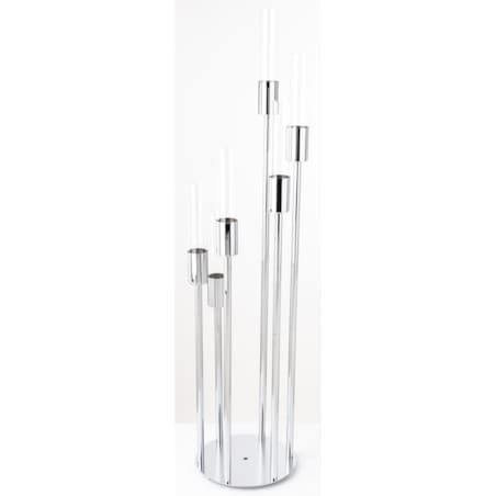 Świecznik metalowy na 6 świec 117x27x27 cm BATANG srebrny