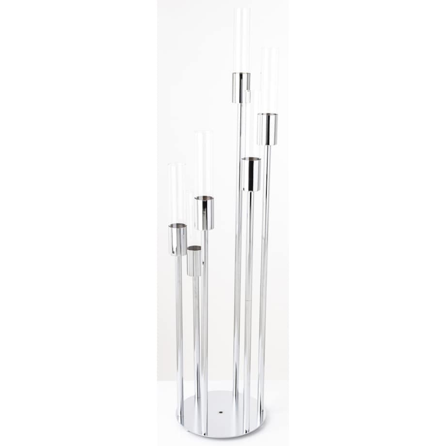 Świecznik metalowy na 6 świec 117x27x27 cm BATANG srebrny