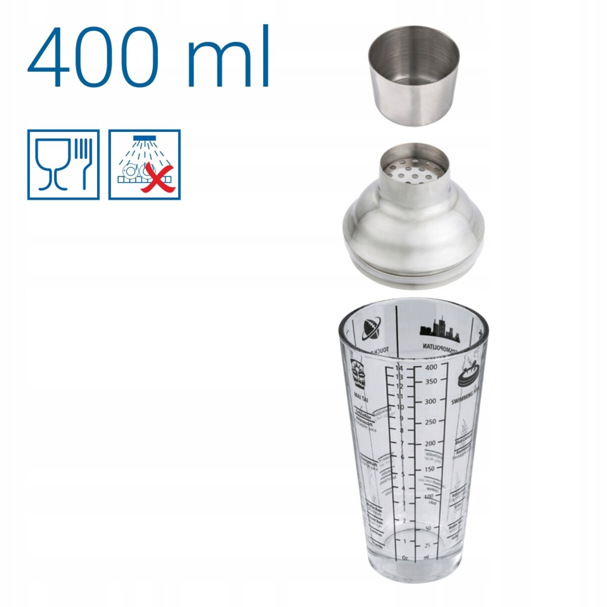 XAVAX Shaker do drinków koktajli szklany 400ml