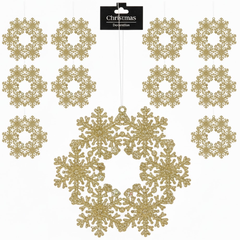 Zawieszka Na Choinkę Płatek Śniegu 12 Cm Ozdoba Świąteczna Wisząca Kolor Szampan