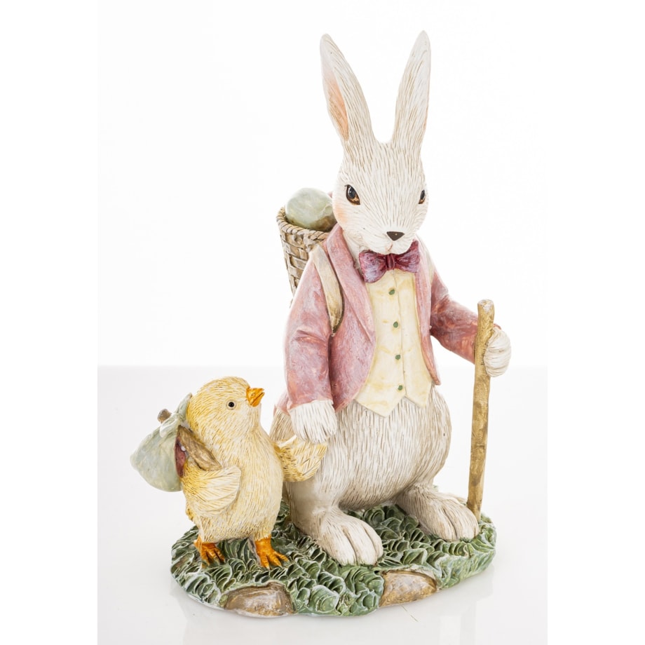 Dekoracja - Królik i kurczaczek wędrowiec 15x10x7 cm FANTI