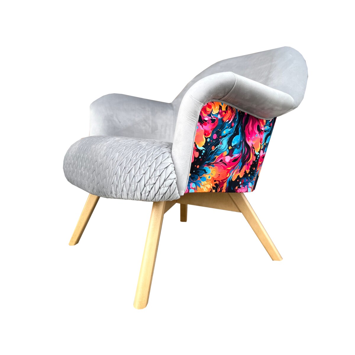 Fotel kubełkowy K05 Kolorowe ekspresja + szary