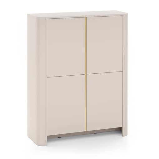 Komoda wysoka 103 BALI, czterodrzwiowa z pojemnymi półkami, Kaszmirowa