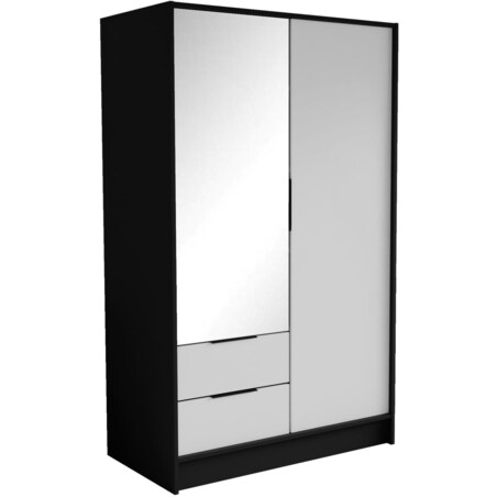 Szafa NIKOLA 103 z lustrem regulowanymi półkami do przedpokoju-czarna+biały